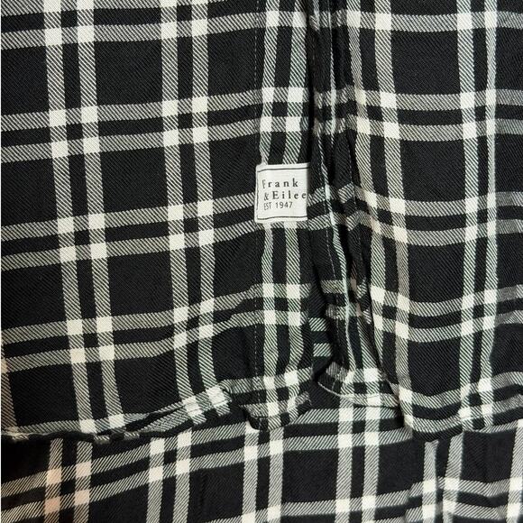 Frank & Eileen Black and White Modal Plaid Button Up Long Sleeve Top Size Medium - Picture 6 of 12